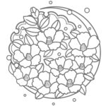 おしゃれな塗り絵アートを簡単ダウンロード！椿と月のイラストデザイン・子供の長期お休み期間中や高齢者施設のレク素材などでご活用いただけるぬり絵のテンプレート素材に