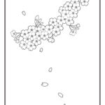 デイサービスのレクリエーション素材におすすめ！おしゃれな塗り絵のテンプレートをダウンロード・桜の花びらが舞う春の季節のイラストになっております。介護施設、高齢者