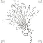 おしゃれなチューリップの花の塗り絵テンプレートです。高齢者施設でのレクリエーションなど大人用におすすめします。PDF・JPG・透過PNGの素材となり、カレンダー