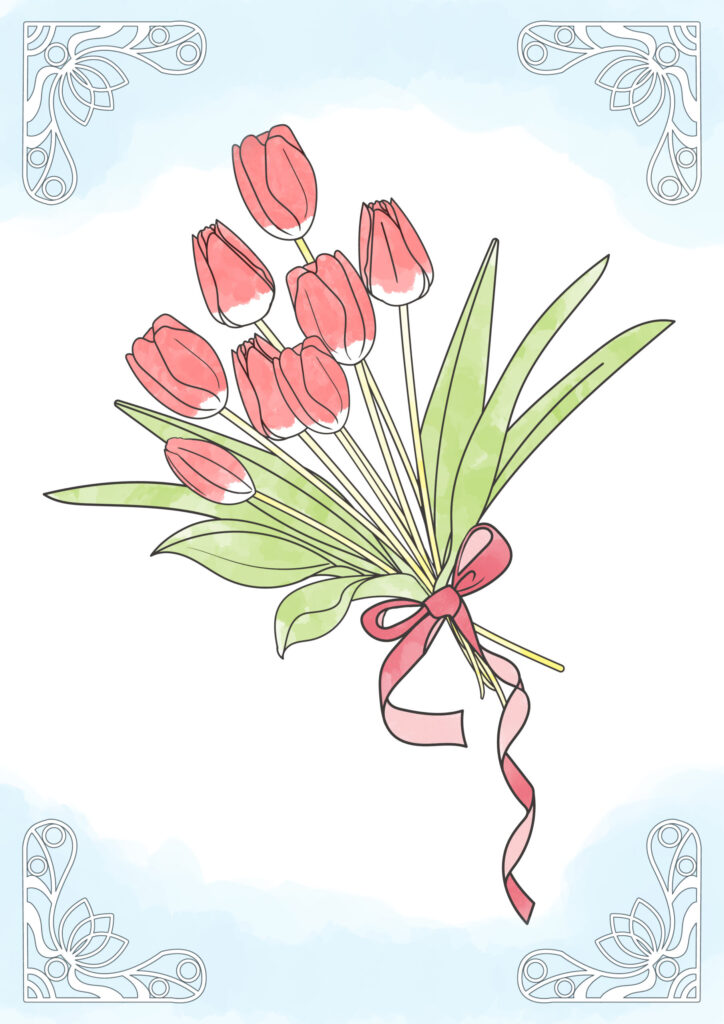 塗り絵 植物 チューリップ