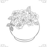 大人用の塗り絵におすすめのテンプレート「バラの花」のおしゃれなイラスト・植物のぬり絵をお探しの方に！デイサービスのレクリエーションに使える素材をダウンロードでき