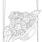 向日葵の花のおしゃれな塗り絵テンプレート(透過PNG・JPG・PDF)ダウンロードでご利用可能となり、高齢者の方の脳活・脳トレや手指のリハビリなど介護施設のレク