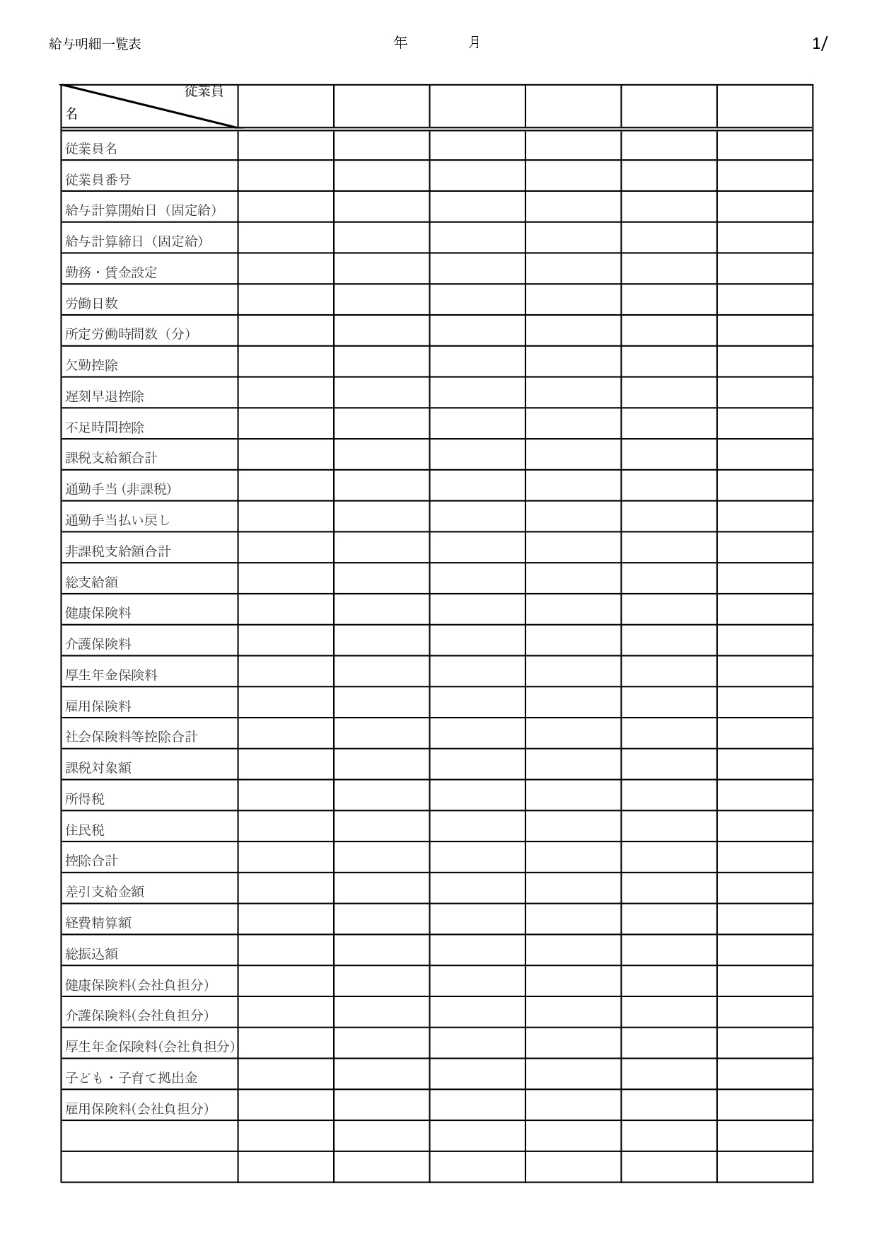 ExcelやWordでパソコン作成や管理ができる給与明細一覧表のテンプレートです。給与明細一覧表とは、従業員の給与明細を一覧にしたもので雇用する側が作成保管する