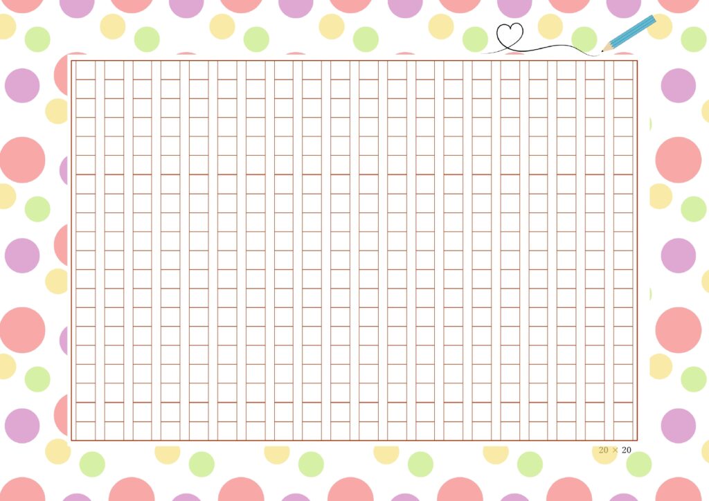 原稿作りにおすすめ！かわいいドット柄のフレーム付き原稿用紙のテンプレートになります。手書き用のフォーマットとしてだけでなく、パソコン（Excel）でも入力できる
