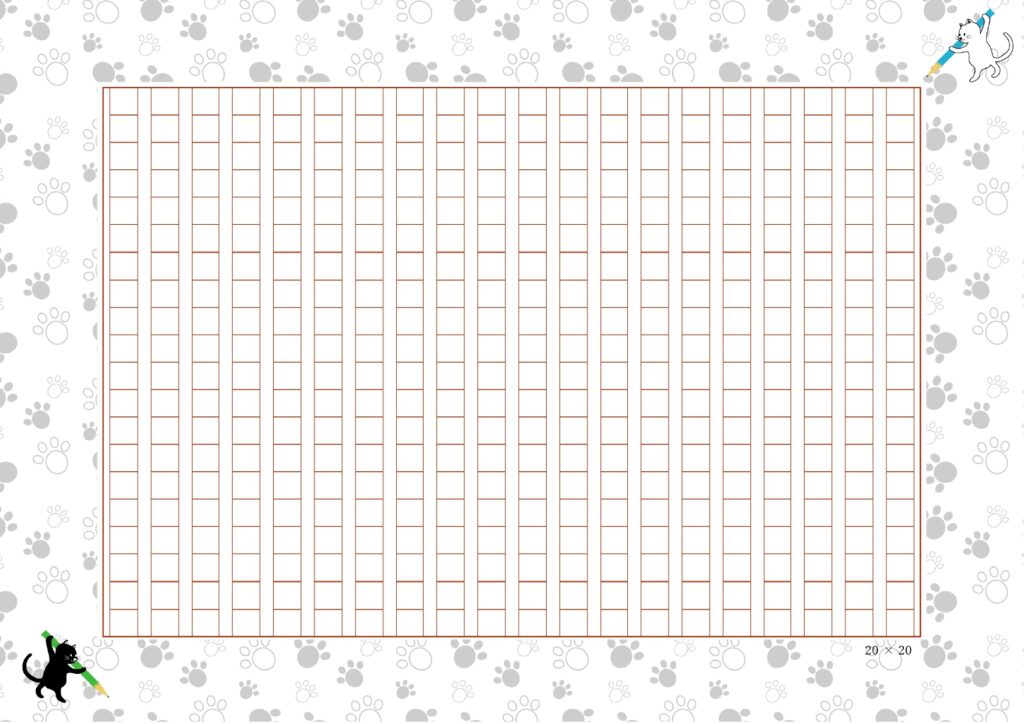 猫好きの方におすすめの原稿用紙のテンプレート！猫の足跡が背景デザインされた、かわいい原稿用紙のテンプレートになります。猫が文字を書き始めるような、ほっこりさせら