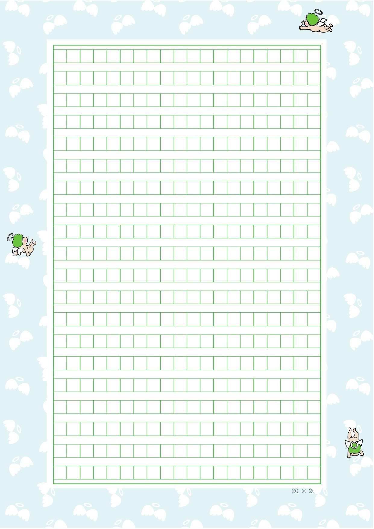 天使のかわいいイラスト付き原稿用紙のテンプレートは、作文やレポート、卒業論文などの下書きに欠かせない便利なフォーマットです。特に「400字詰め・A4縦・横書き」