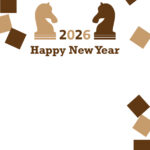 年賀状 2026年（丙午・午年）イラスト入り年賀状の素材 ユニーク