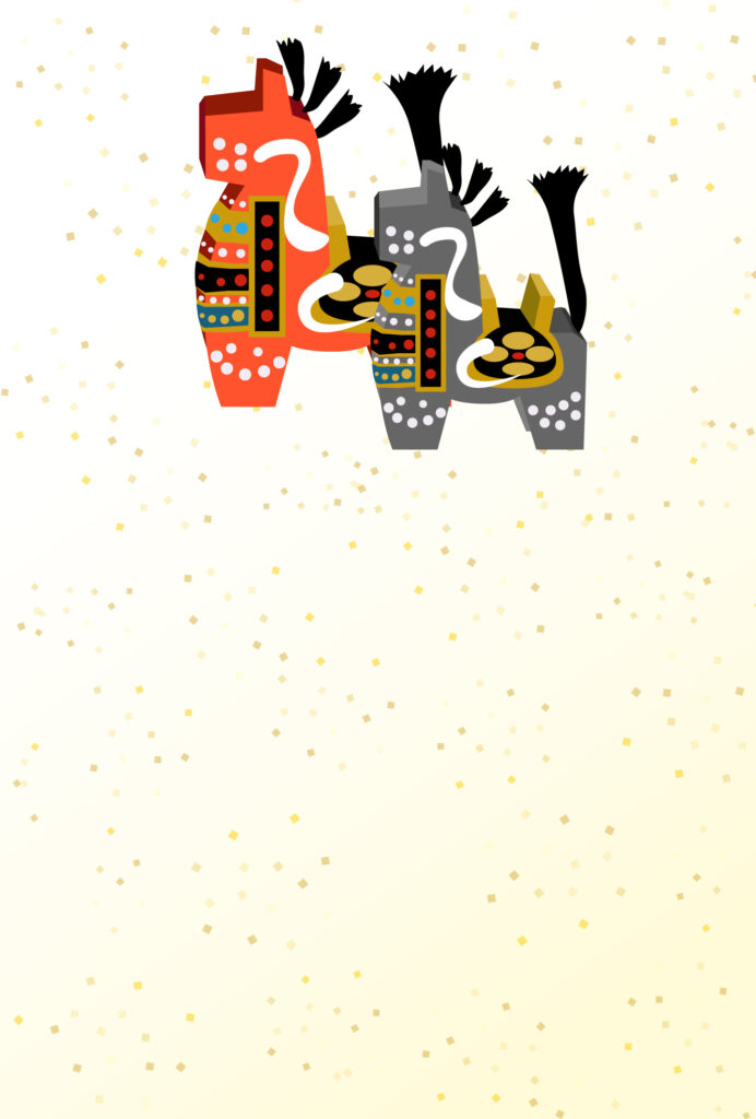 年賀状 2026年（丙午・午年）イラスト入り年賀状の素材 馬