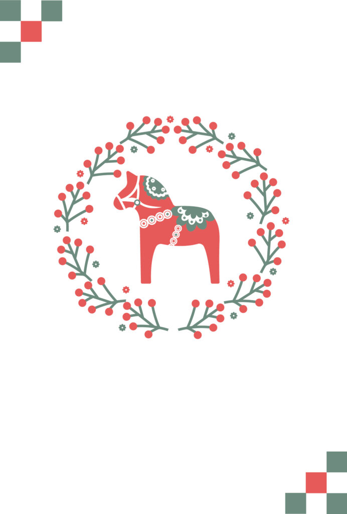 年賀状 2026年（丙午・午年）イラスト入り年賀状の素材 北欧