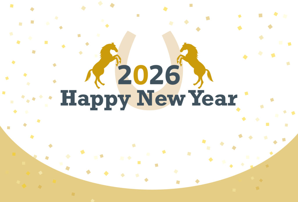 年賀状 2026年（丙午・午年）イラスト入り年賀状の素材 馬