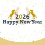 年賀状 2026年（丙午・午年）イラスト入り年賀状の素材 馬