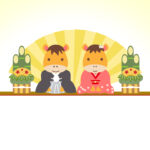 年賀状 2026年（丙午・午年）イラスト入り年賀状の素材 馬