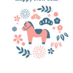 年賀状 2026年（丙午・午年）イラスト入り年賀状の素材 馬