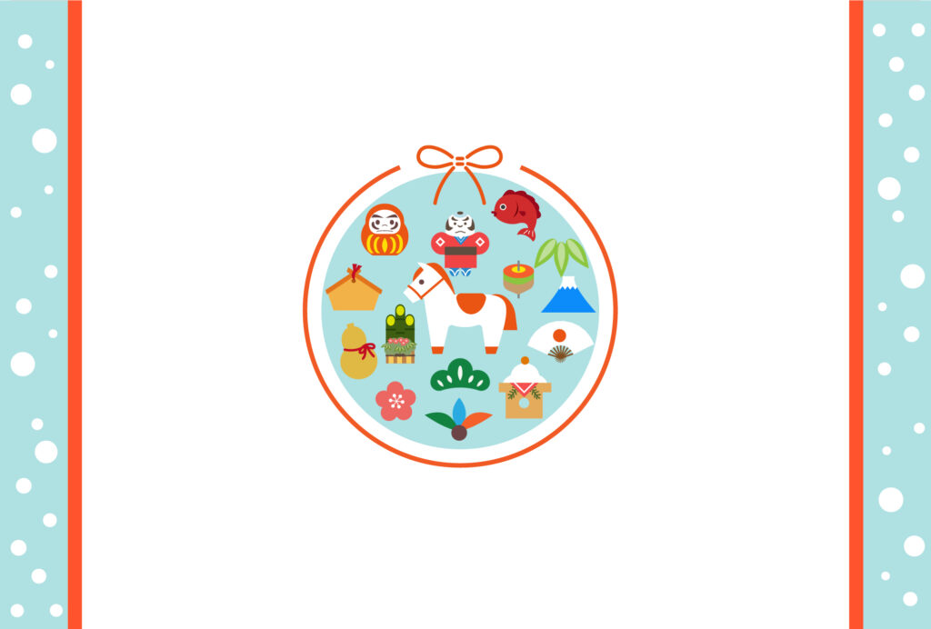 年賀状 2026年（丙午・午年）イラスト入り年賀状の素材 馬