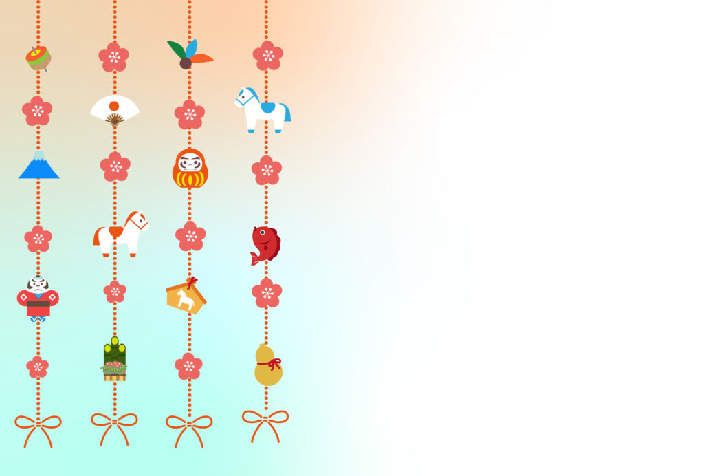 年賀状 2026年（丙午・午年）イラスト入り年賀状の素材 馬