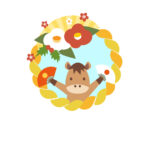 年賀状 2026年（丙午・午年）イラスト入り年賀状の素材 干支