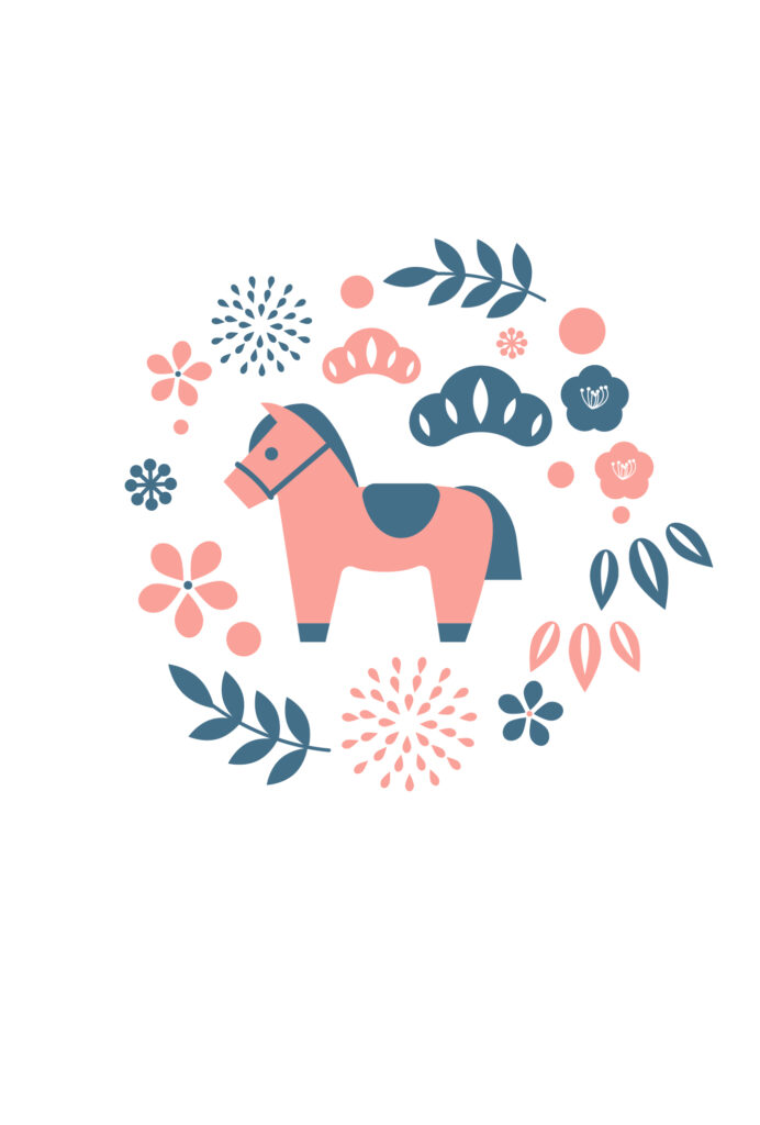 年賀状 2026年（丙午・午年）イラスト入り年賀状の素材 2026年