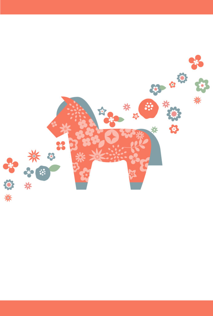 年賀状 2026年（丙午・午年）イラスト入り年賀状の素材 お友達