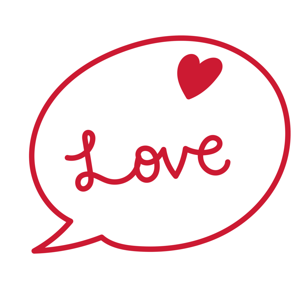 「Love」の手書き文字と赤い