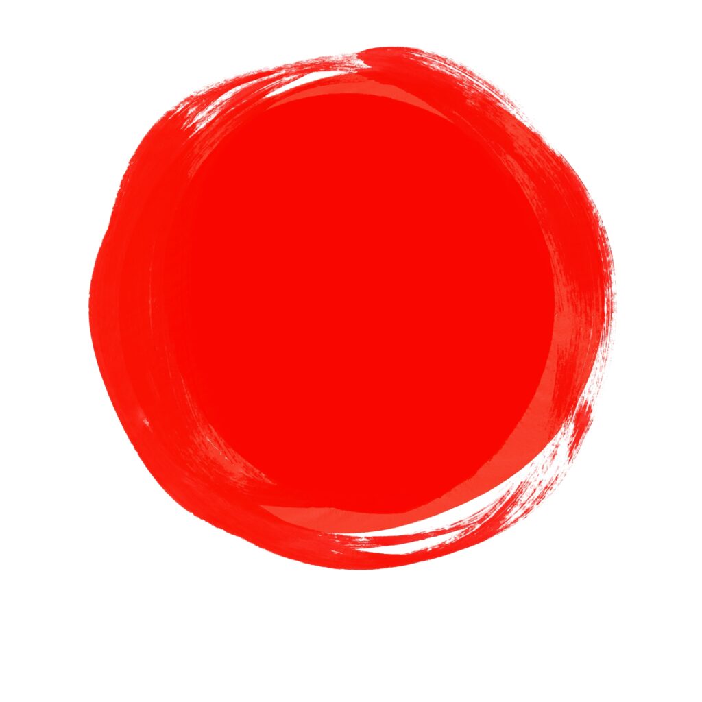 赤色の筆で描かれた円（丸）モチ