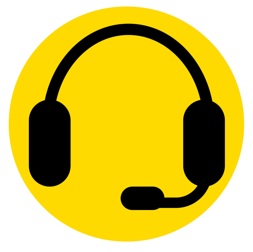 カスタマーサポート、ヘルプデスク、技術サポートへの問い合わせ窓口を指すアイコンです。オンライン通話、会議、チャット機能のイメージとしてもご利用できますので用途に