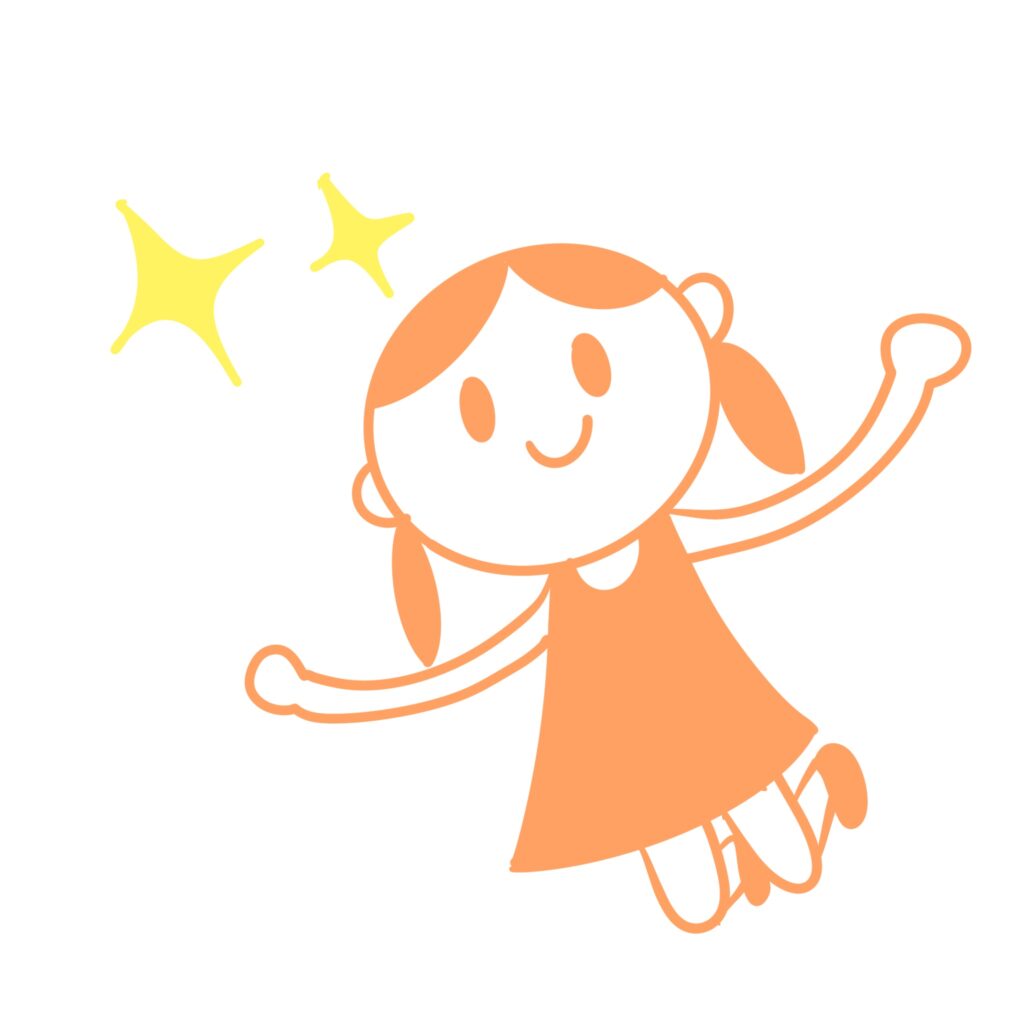 ジャンプして喜ぶ女の子のシンプ