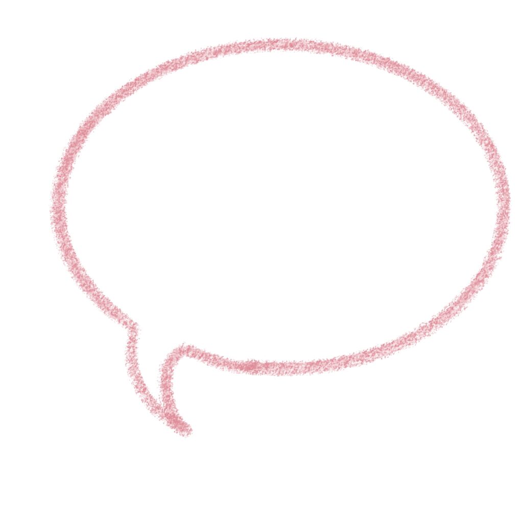 淡いピンクのクレヨンタッチで描