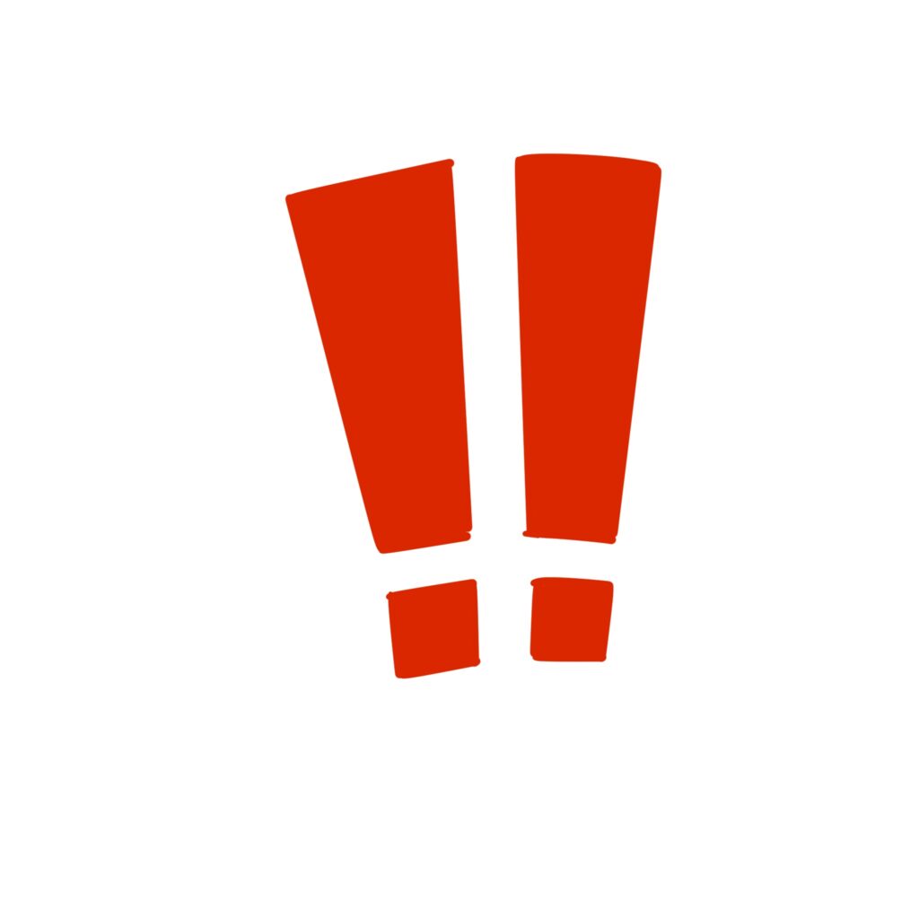 赤いビックリマーク（感嘆符）が