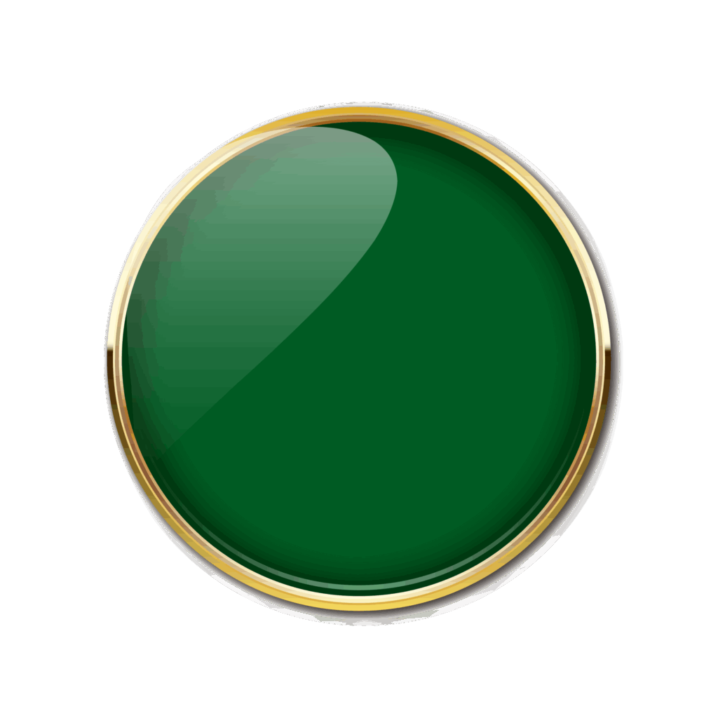 落ち着いた緑色と金色の縁取りが