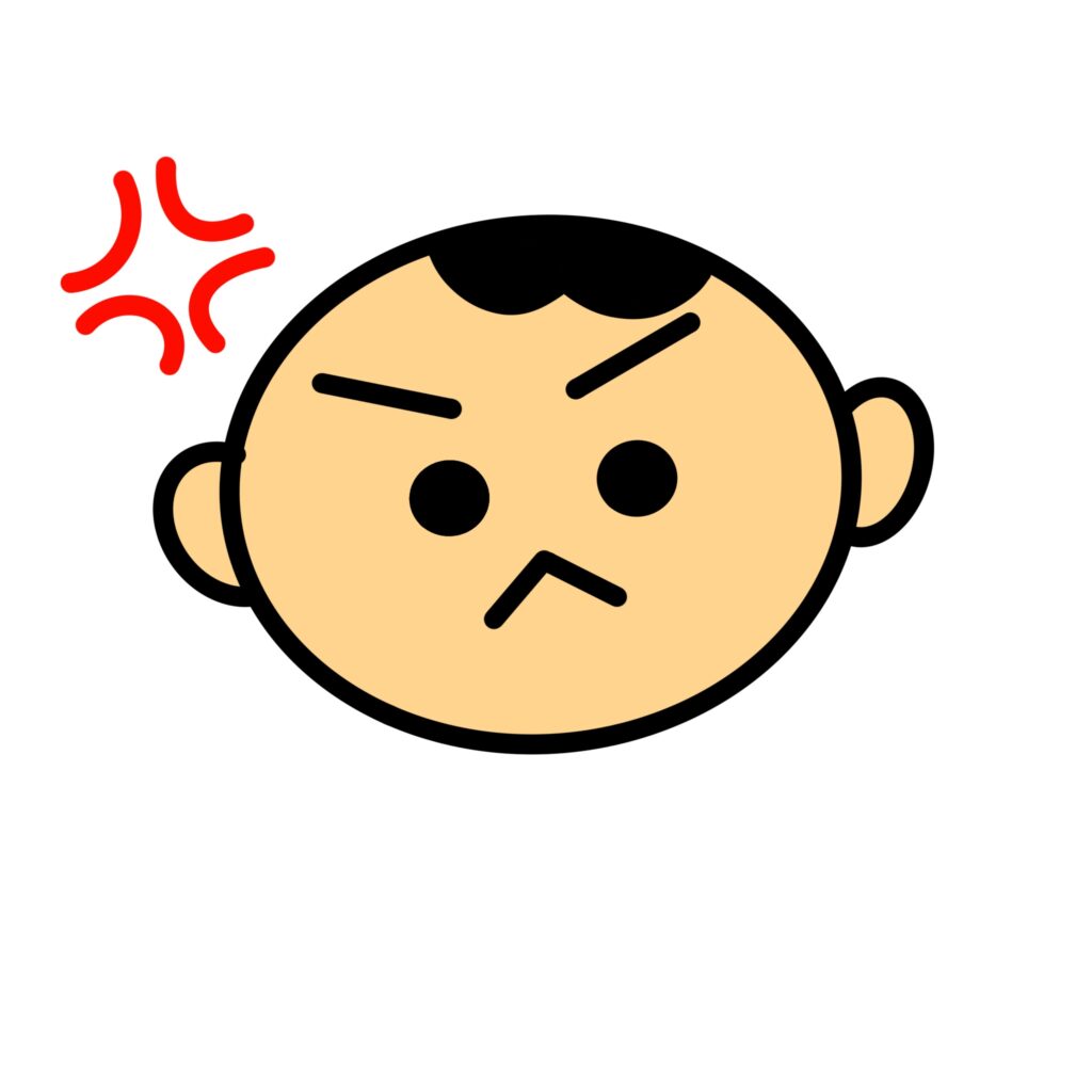 怒っている表情の男の子の顔イラ