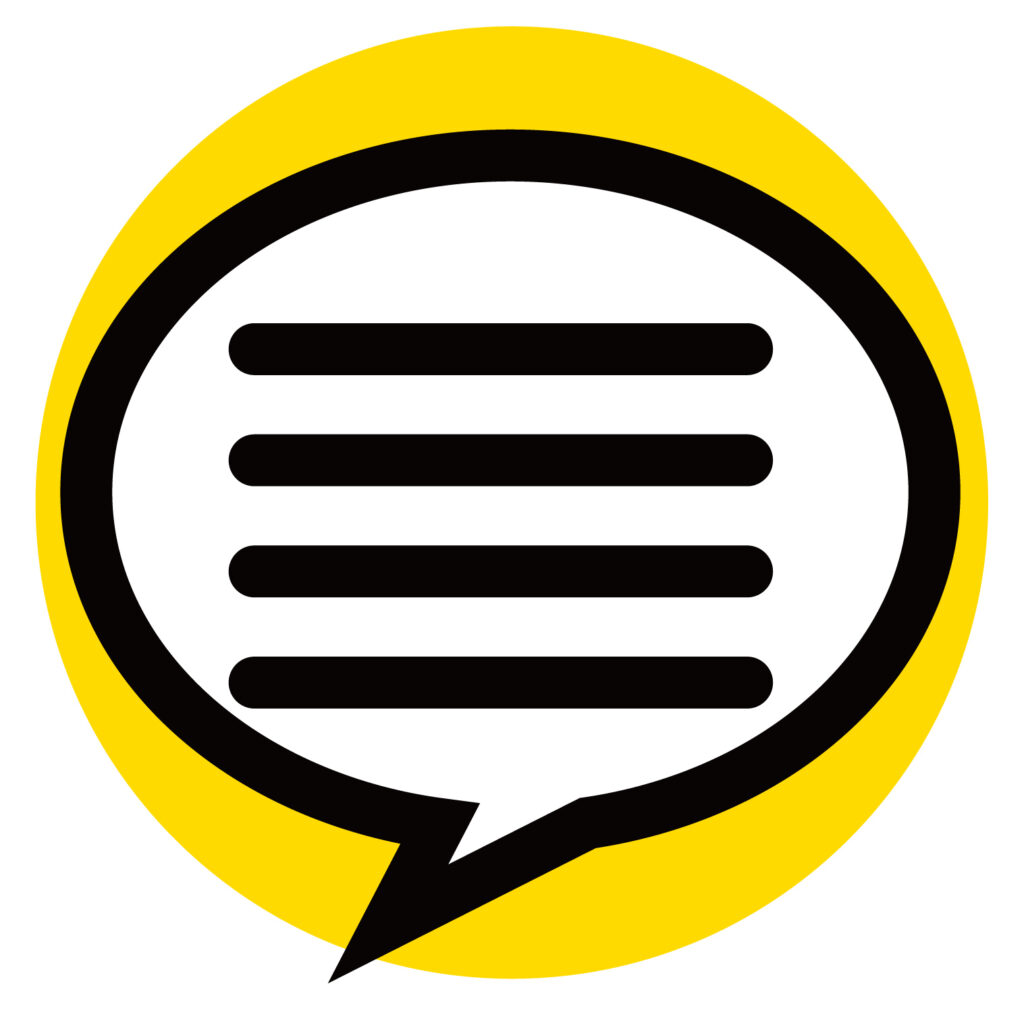 丸い吹き出しのコメント、メッセ