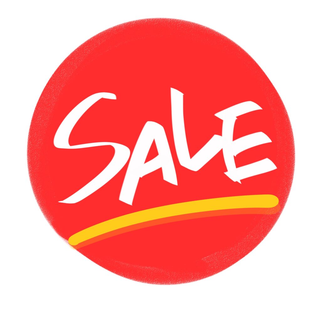 赤い円の中に「SALE」の文字