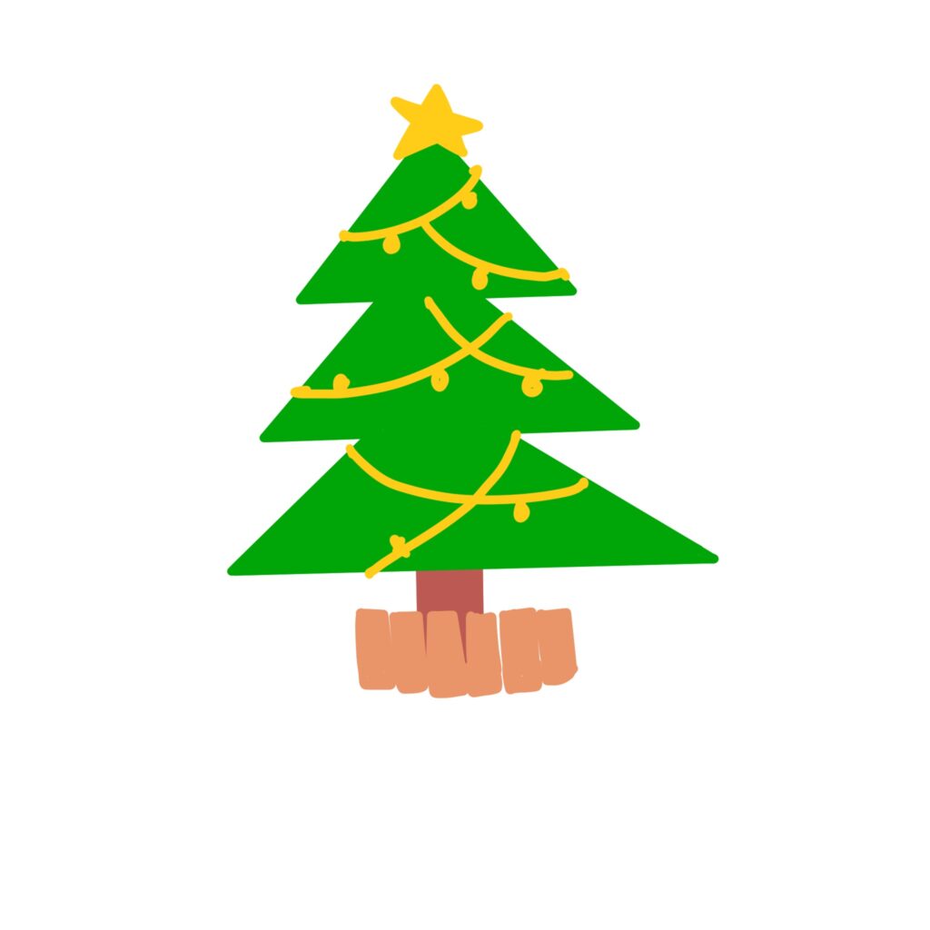 シンプルな手描き風のクリスマス