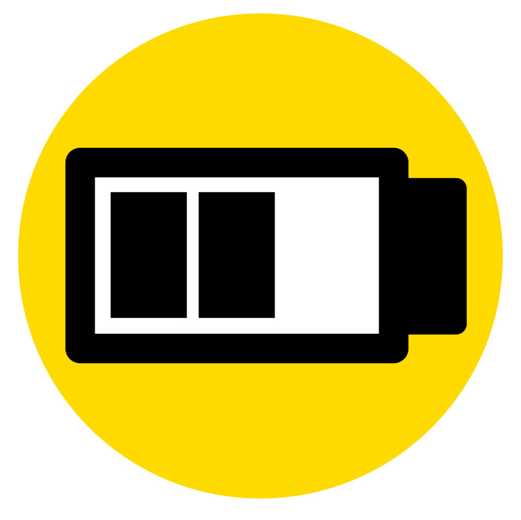 電池をあらわすアイコン素材です。電力、エネルギー、バッテリー、残量を表す電池のアイコン素材です。 わかりやすいイラストなのでご利用おねがいします。 無料ですので