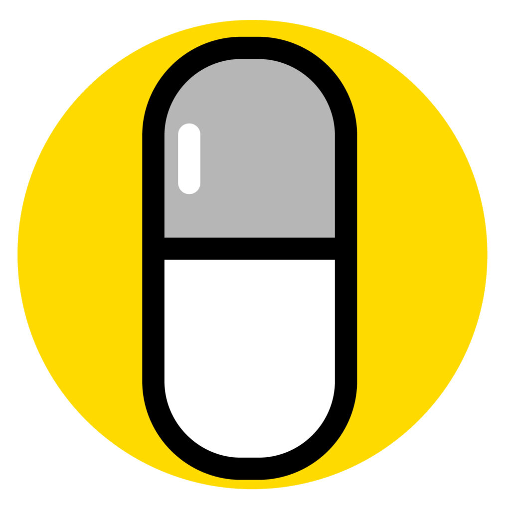 カプセルの薬のアイコン素材です。 「薬」「医療」「治療」「健康」「サプリメント」「投薬」など病院関係で使うチラシやウェブのアイコンとして活躍します。 無料ダウン