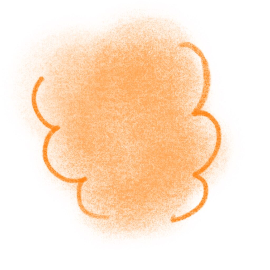 オレンジ色の「ほかほか」とした湯気やあたたかい空気を表現しています。 まるでできたての料理から立ちのぼる湯気や、寒い日に感じるやさしいぬくもりをイメージさせる、