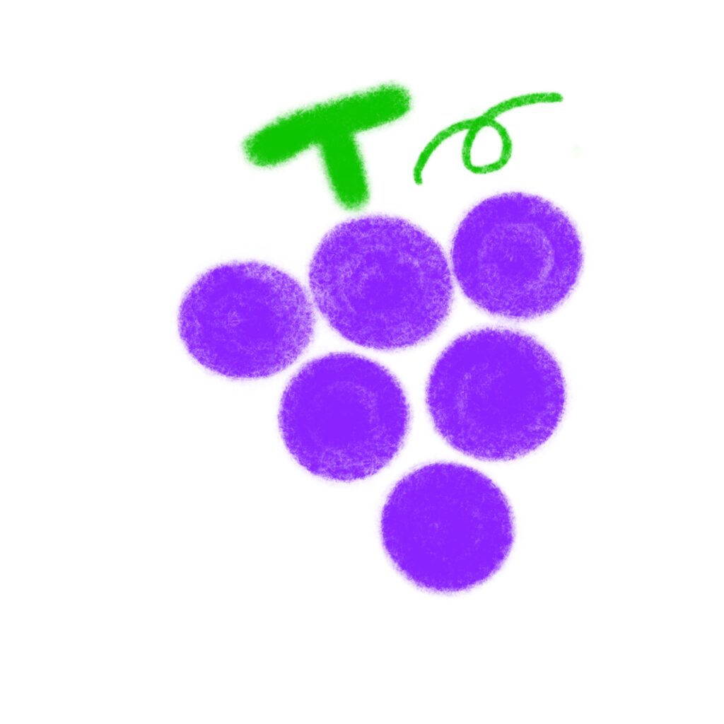 クレヨンタッチで描かれた紫色の