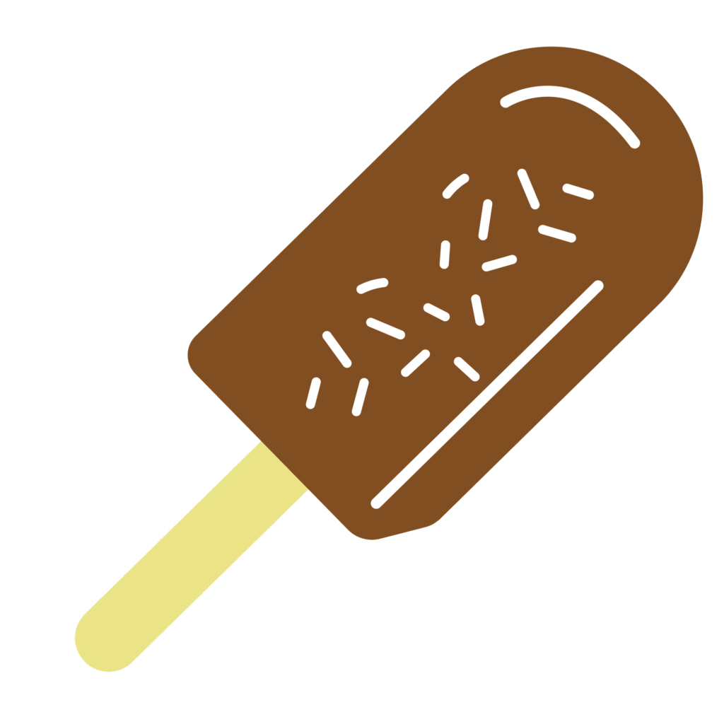 これはチョコレートコーティングされたアイスキャンディーのイラストです。棒付きチョコレートアイスキャンディーのベクターイラスト。バレンタインや夏のデザート、スイー