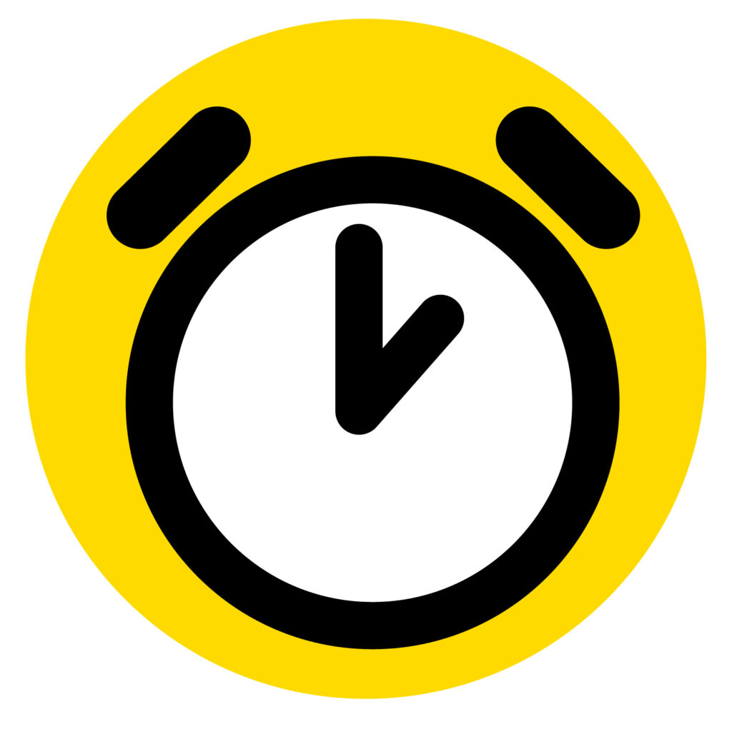 目覚まし時計のアイコンです。 シンプルなアイコン素材のイラストです。黄色と黒でおしゃれです。 ウェブやバナーやチラシにご利用いただけると嬉しいですのでよろしくお