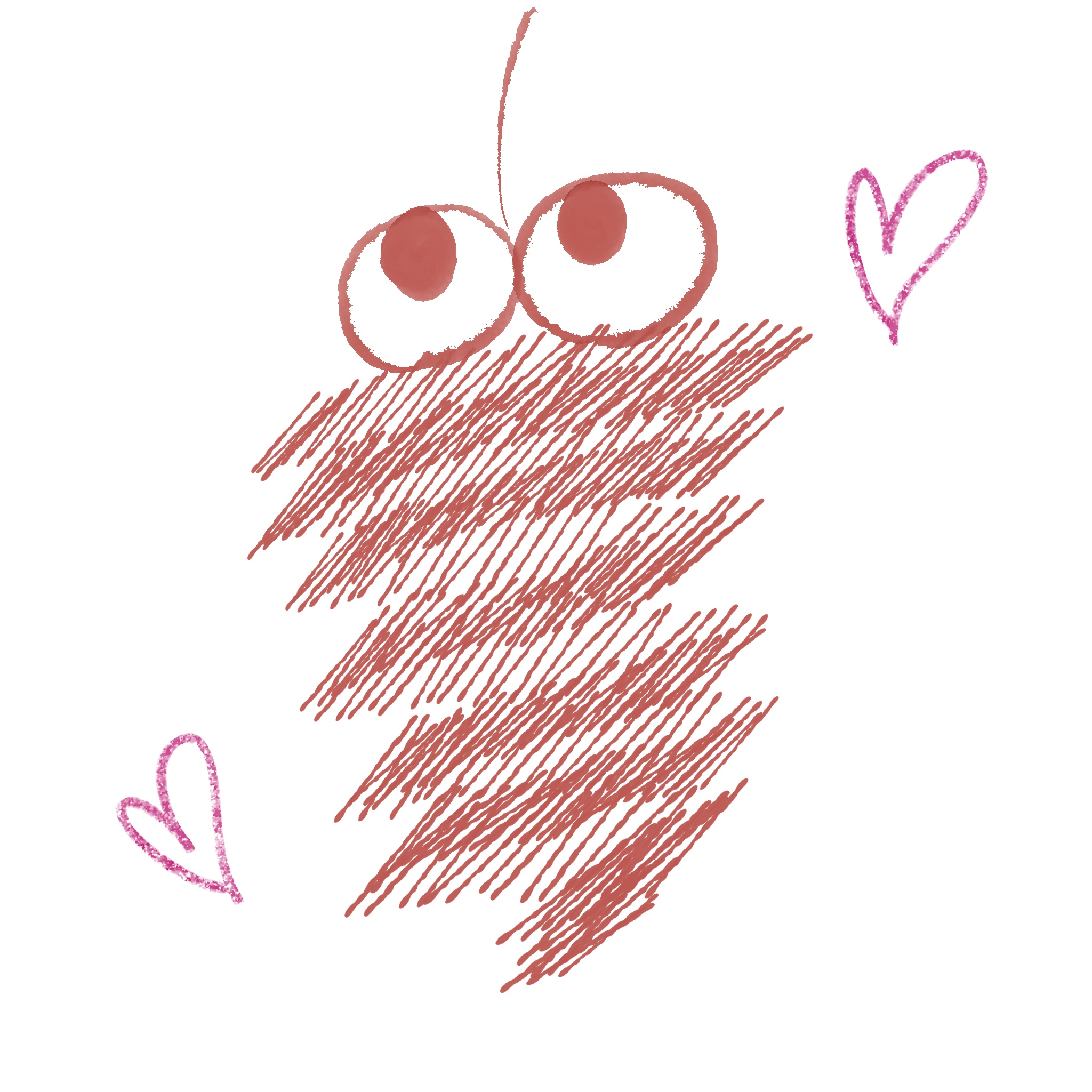 みのむしをモチーフにした手描き風のかわいいイラストです。 目の大きさや体の質感がユニークなキャラクター風のイラストなので、親しみ・ユーモア・キュート・子供向け・