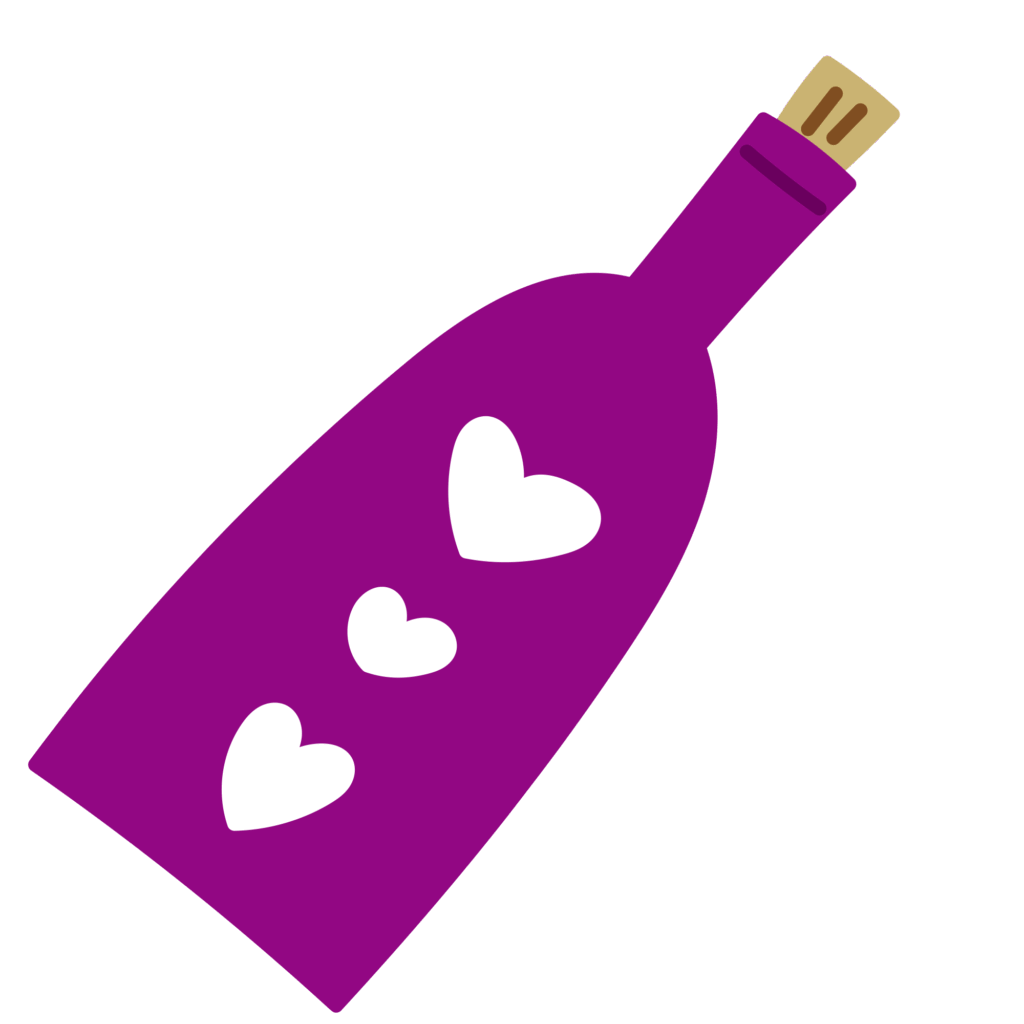 ハートマークが描かれたパープル