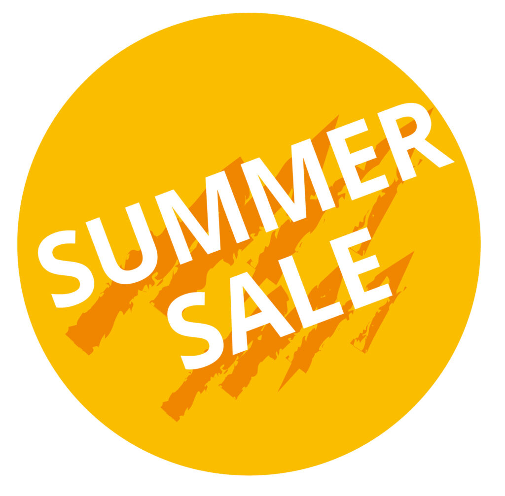 夏の、サマーセールのおしらせアイコンです。 夏らしい、カラーが目立つおしゃれなデザインになっています。 無料でダウンロードできますのでよろしくお願いいたします。