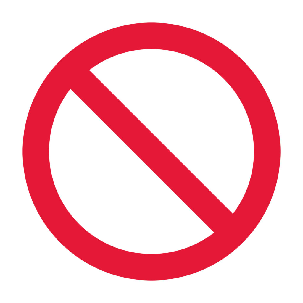 赤い禁止マーク（斜線付き円）の