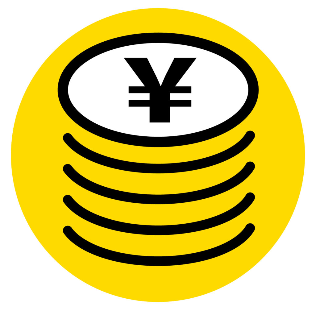 お金が重なっているアイコンです