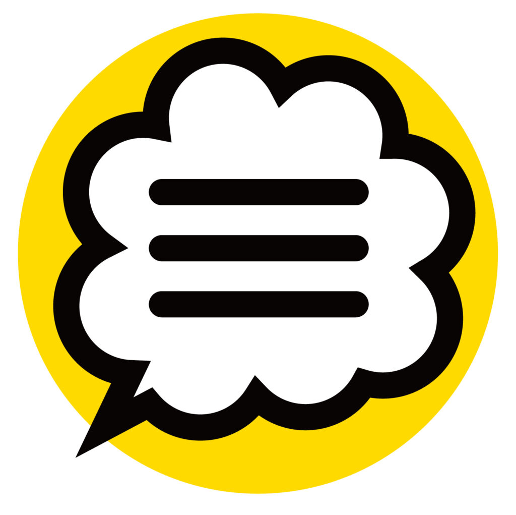 ポップな吹き出し風のアイコンと