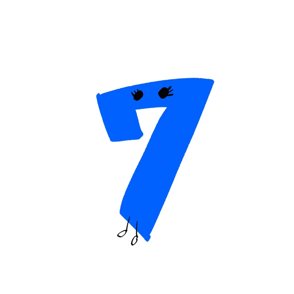 鮮やかな青色で描かれた数字の「