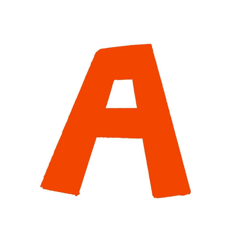 オレンジ色で描かれた手書き風の