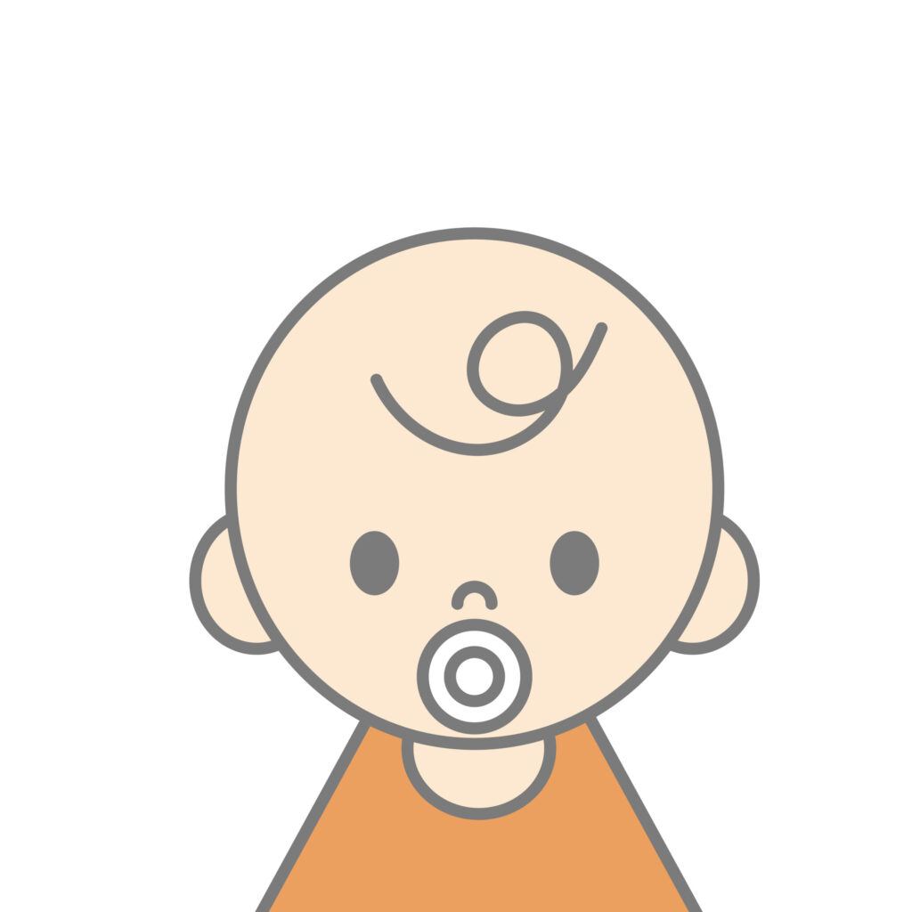 おしゃぶりをくわえた赤ちゃんを