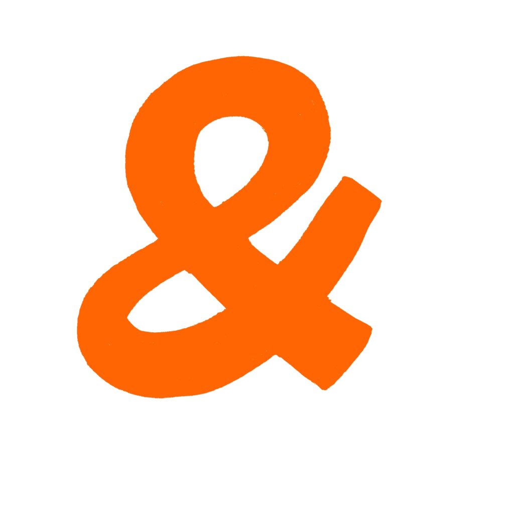 オレンジ色で描かれた手書き風の