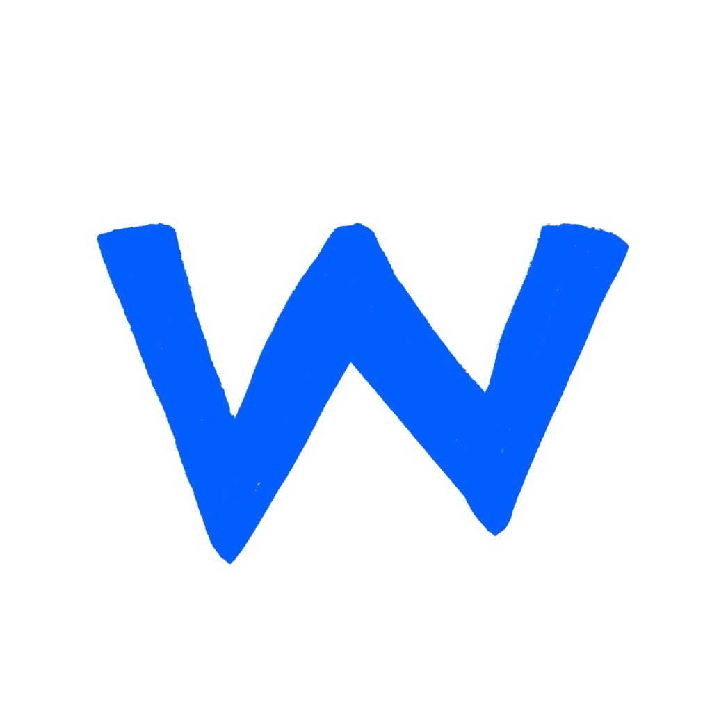 鮮やかなブルーで描かれた、手書